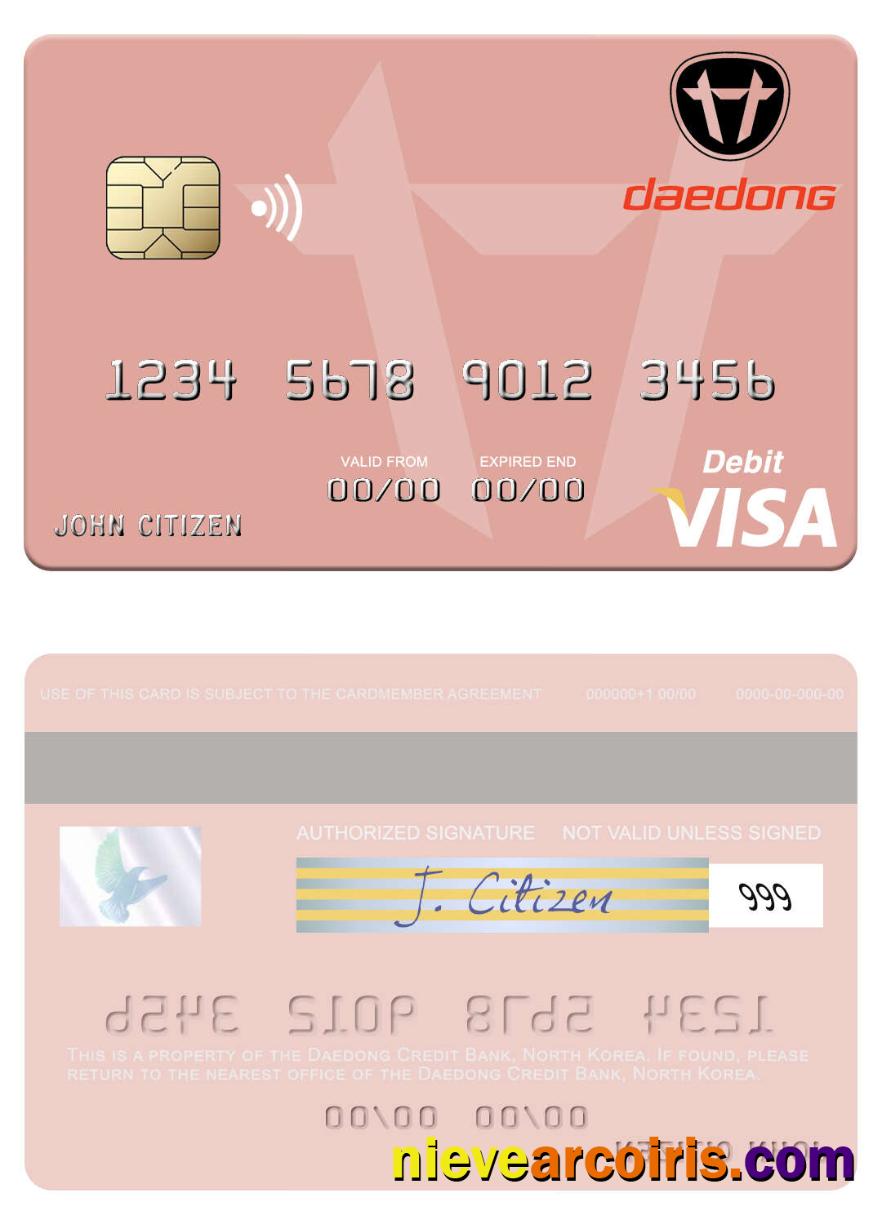 North Korea Daedong Credit Bank visa debit card
